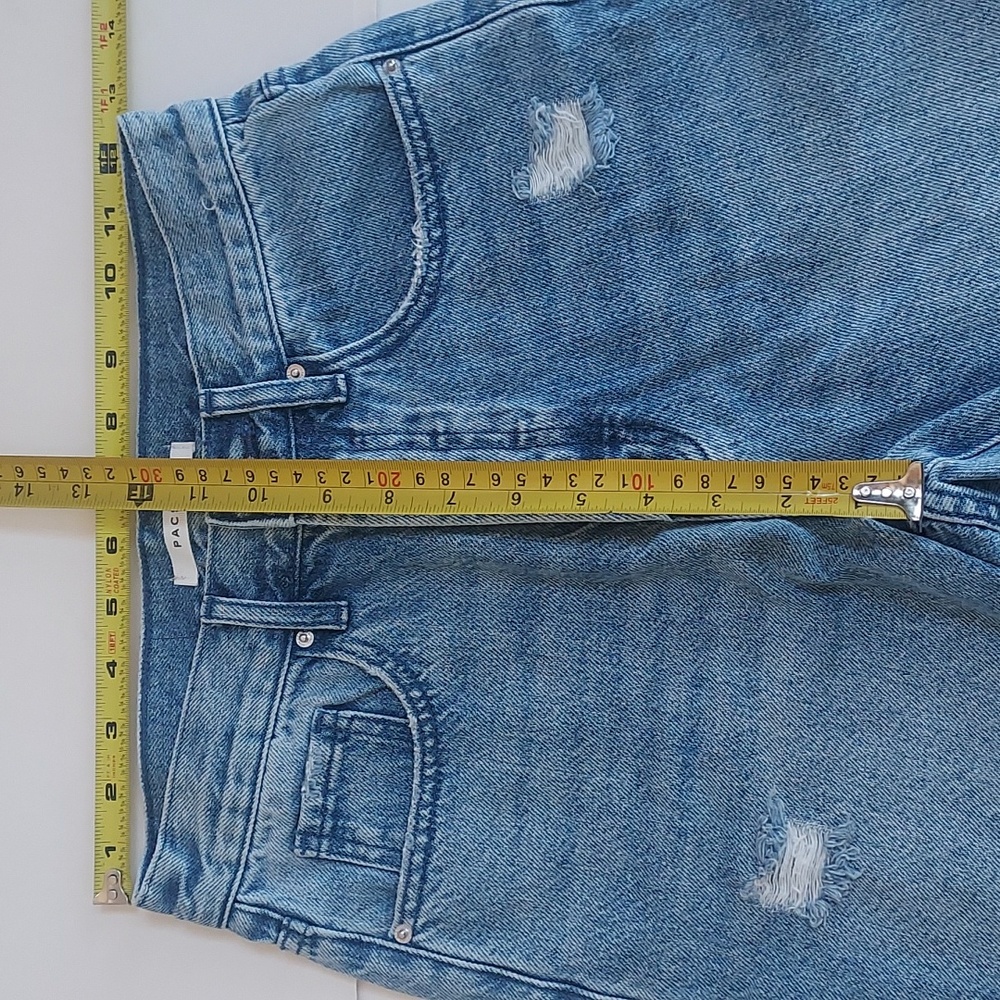 Ladies Pacsun Blue Denim Distressed Button Fly 5.5" Inseam Dad Shorts Size 24 - Picture 5 of 7